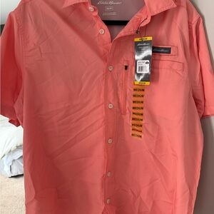 Eddie Bauer Men's Coral Short Sleeve fishing Shirt Size Medium NWT